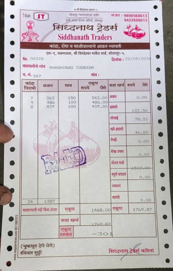 अतिशय संतापजनक... कांदा विकला म्हणून शेतकऱ्याला ३०१ रुपये दंड... कांदा विकला की गुन्हा केला?